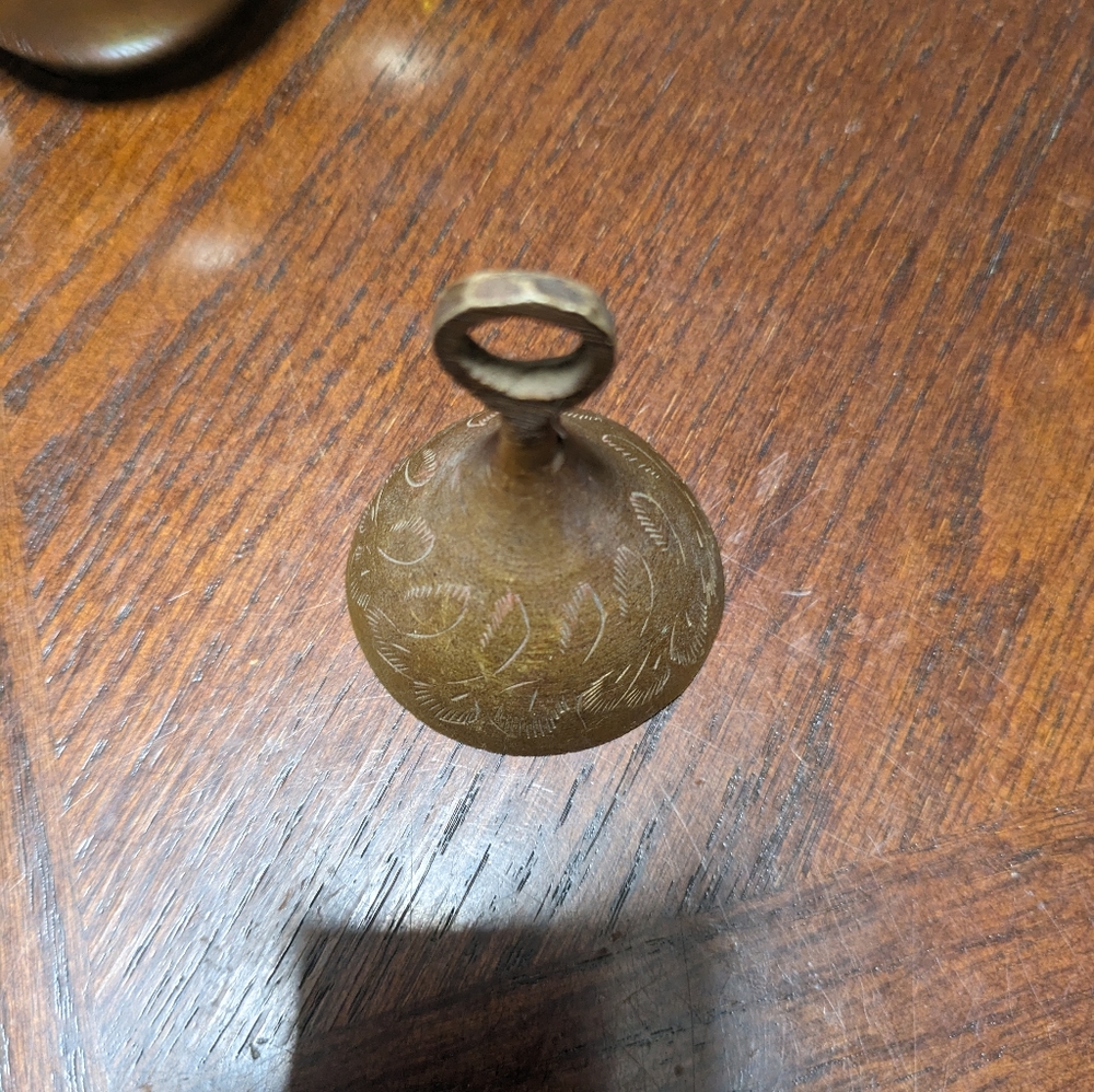 Antique Brass Etched Boho bell from Sarna of India